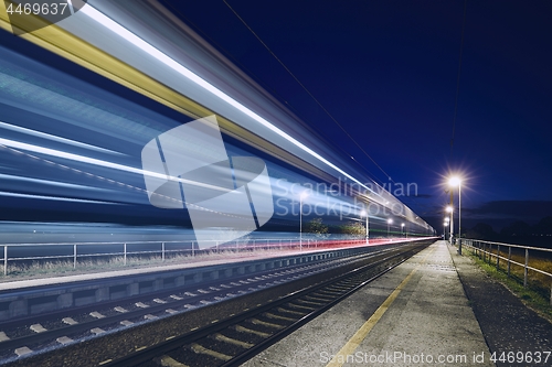 Image of Light trails of passenger train