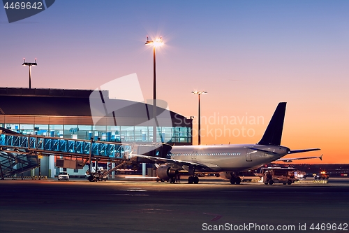 Image of Airport at the colorful sunset