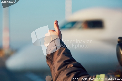 Image of OK sign before take off.