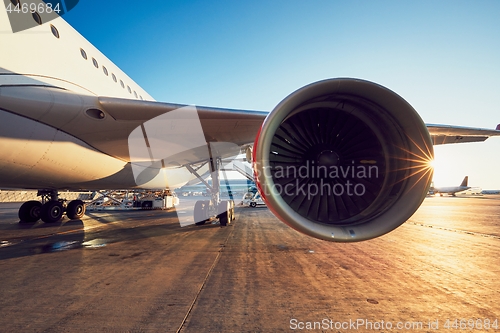 Image of Amazing sunset at the airport