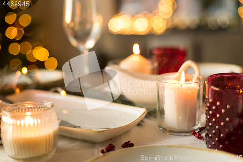 Image of table served for christmas dinner at home