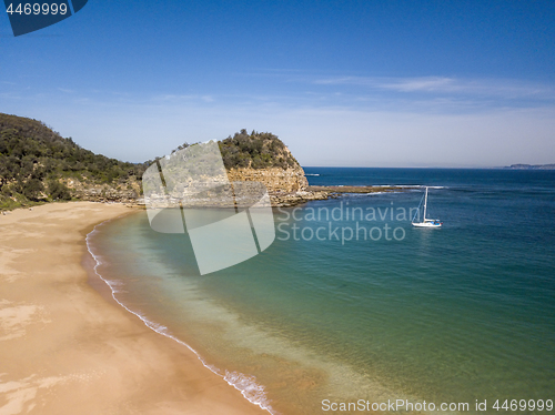 Image of Luxury yacht moored in beautiful Maitland Bay beach 