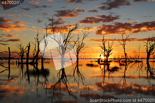 Image of Sunset reflections on Lake Menindee outback Australia