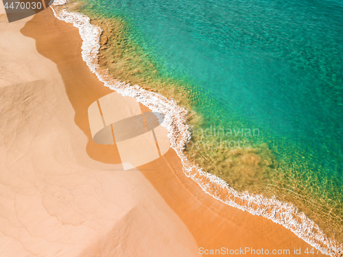 Image of Beach shorelines, wavy textures ocean blues