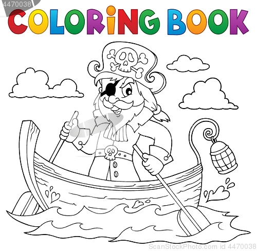Image of Coloring book pirate in boat topic 1