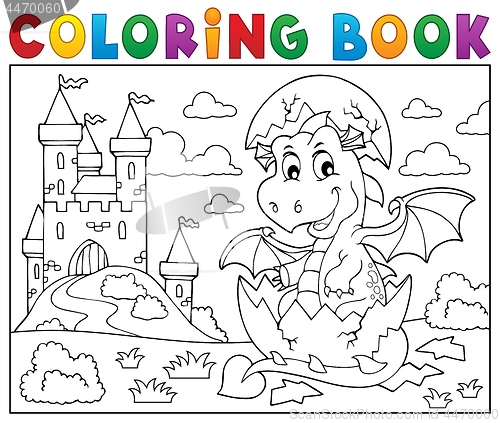 Image of Coloring book dragon hatching from egg 2