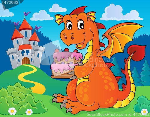 Image of Dragon holding cake theme image 3