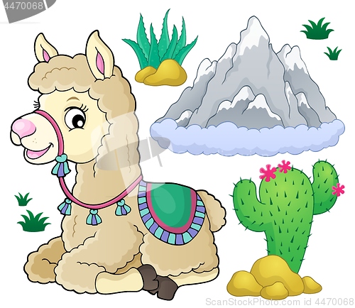 Image of Llama and nature theme set 1