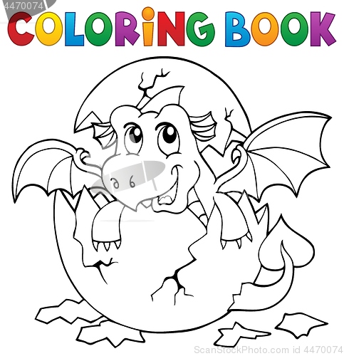 Image of Coloring book dragon hatching from egg 3