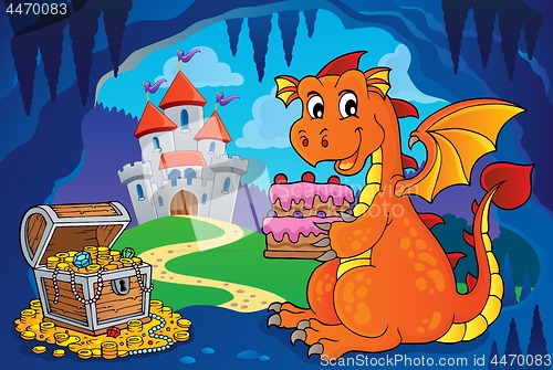 Image of Dragon holding cake theme image 4