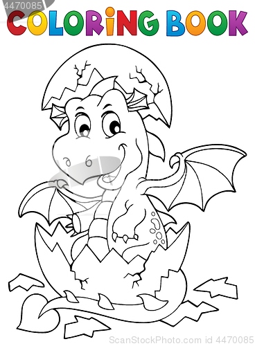 Image of Coloring book dragon hatching from egg 1