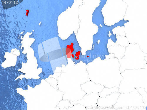 Image of Denmark on globe