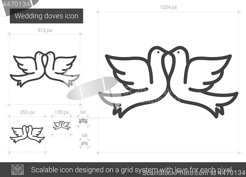Image of Wedding doves line icon.