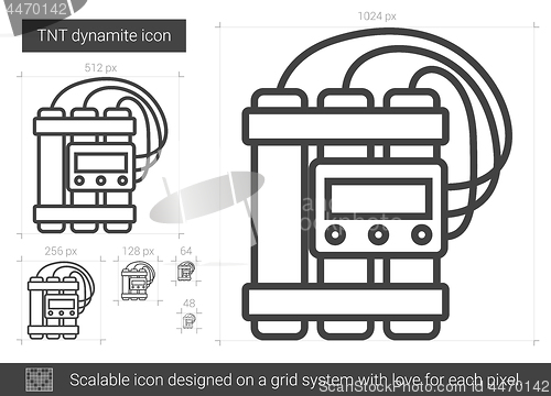 Image of TNT dynamite line icon.