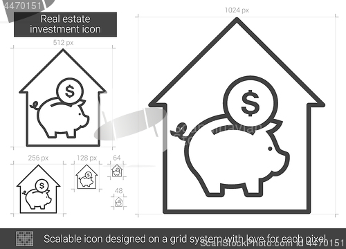 Image of Real estate investment line icon.