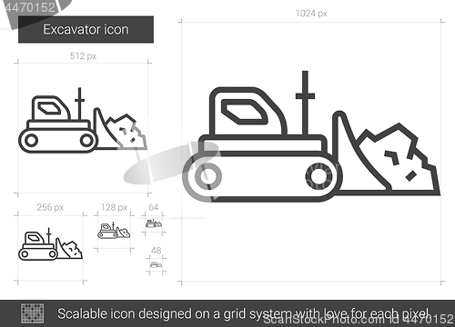 Image of Excavator line icon.