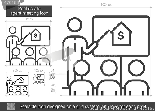 Image of Real estate agent meeting line icon.