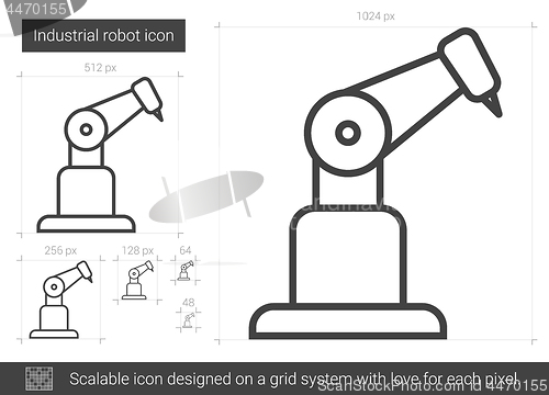 Image of Industrial robot line icon.