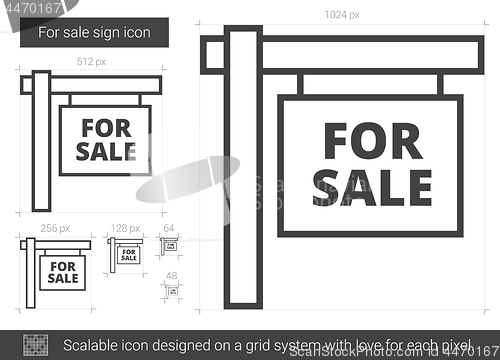 Image of For sale sign line icon.