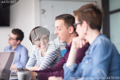 Image of Group of young people meeting in startup office