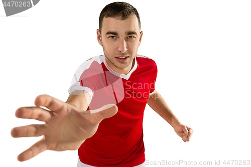 Image of aggressive and menacing soccer or football player