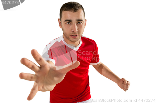 Image of aggressive and menacing soccer or football player