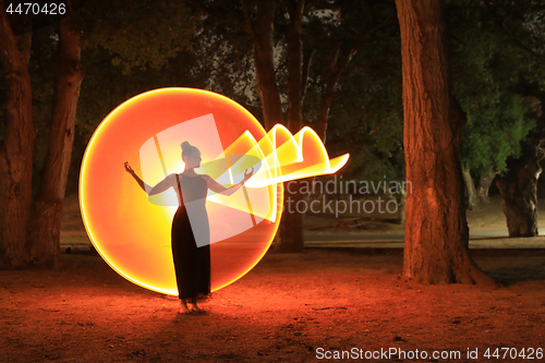 Image of Colorful Long Exposure Image of a Woman