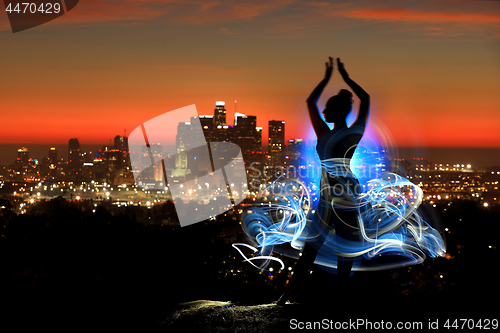 Image of Colorful Long Exposure Image of a Woman