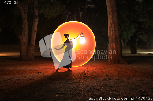 Image of Colorful Long Exposure Image of a Woman