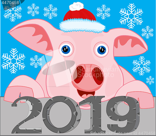 Image of Approaching new year to pigs holiday.Vector illustration