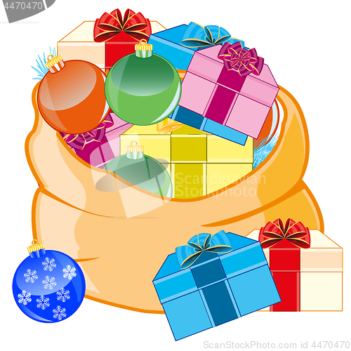 Image of Bag with toy for fir tree and gift