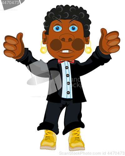 Image of Dark-skinned man in suit on white background