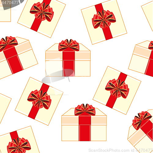 Image of Box with gift decorative pattern on white background