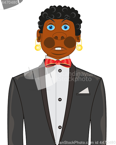 Image of Dark-skinned man in fashionable suit on white background