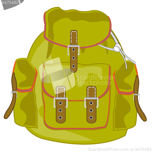 Image of Vector illustration of the tourist backpack with pocket