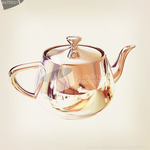 Image of Chrome Teapot. 3d illustration. Vintage style