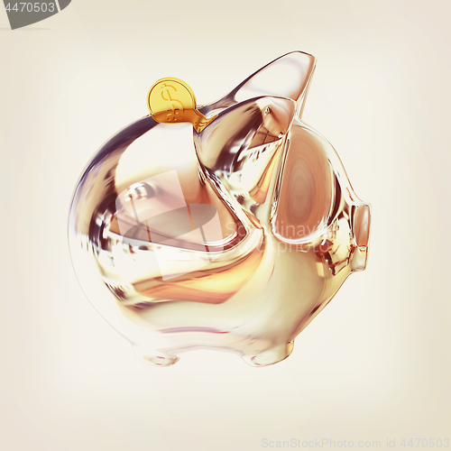 Image of Piggy in Chrome Symbol for Financial Concepts. 3d illustration. 