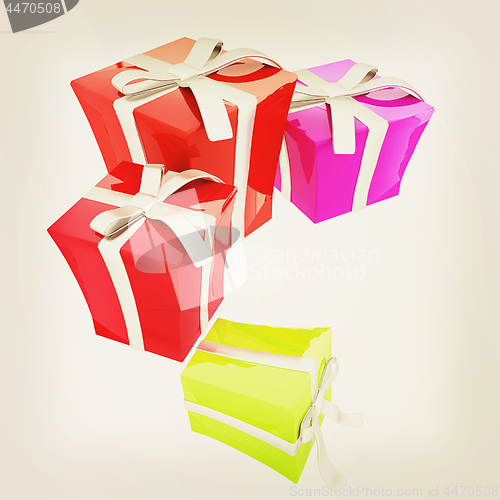 Image of Gift boxes. 3d illustration. Vintage style