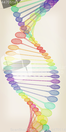 Image of DNA multi color isolated on white background. 3d illustration. V