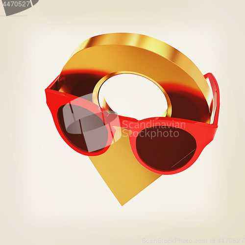 Image of Glamour map pointer in sunglasses. 3d illustration. Vintage styl