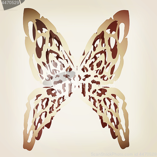 Image of Origami paper butterfly. 3d illustration. Vintage style