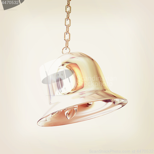 Image of Shiny metal bell isolated on white background. 3d illustration. 