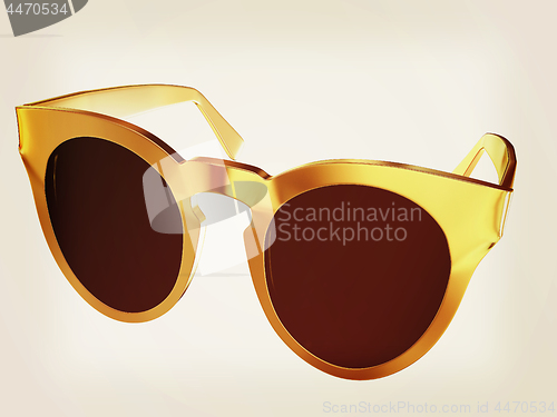 Image of Cool gold sunglasses. 3d illustration. Vintage style