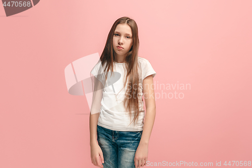 Image of Young serious thoughtful sad teen girl