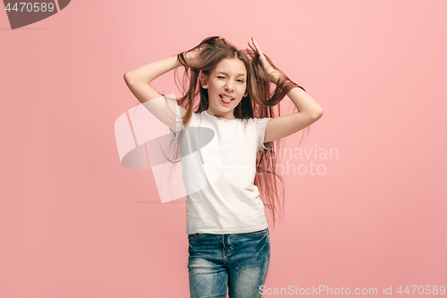 Image of The squint eyed teen girl with weird expression