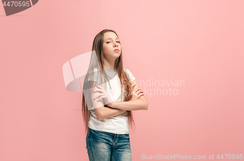 Image of Young serious thoughtful sad teen girl