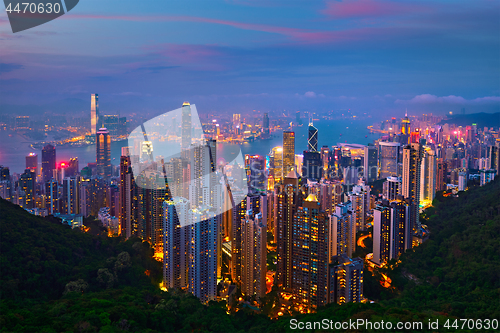 Image of Hong Kong skyscrapers skyline cityscape view