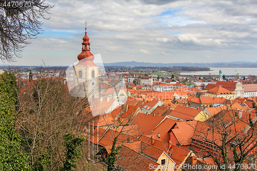 Image of A view of the center of Ptuj city, church and old  town of Ptuj,