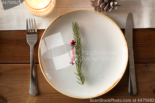 Image of table setting for christmas dinner at home