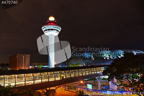 Image of hangi airport control tower at night